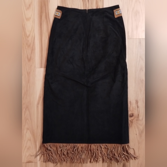 Frontier Collection vintage fringe leather beaded skirt - Picture 7 of 12